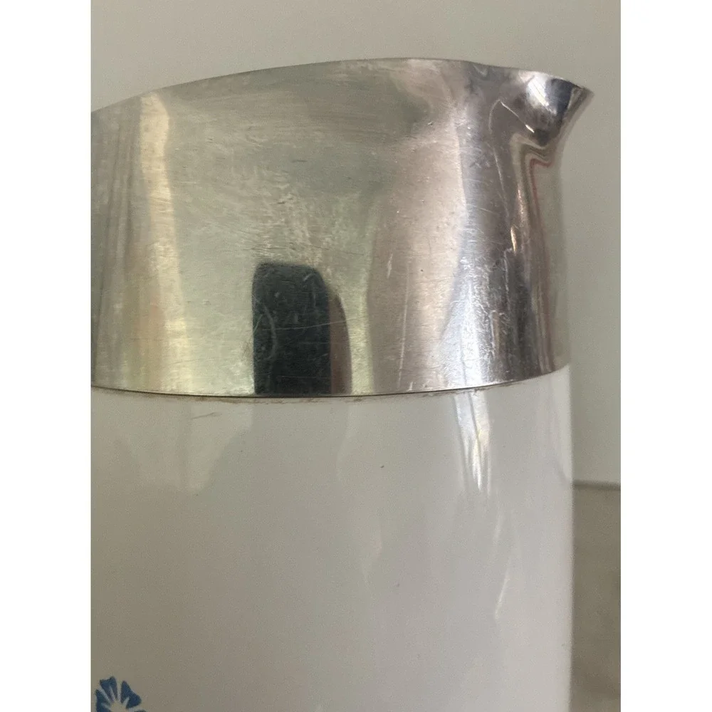 Corning Electric Percolator 10 Cup Floral White Blue E-1210 Dent No Cord
